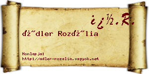 Ádler Rozália névjegykártya
